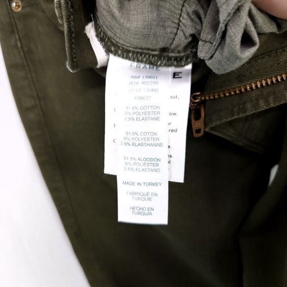 Frame Le Skinny De Jeanne Size 24 Skinny Jeans Green Mid Rise - Picture 8 of 13
